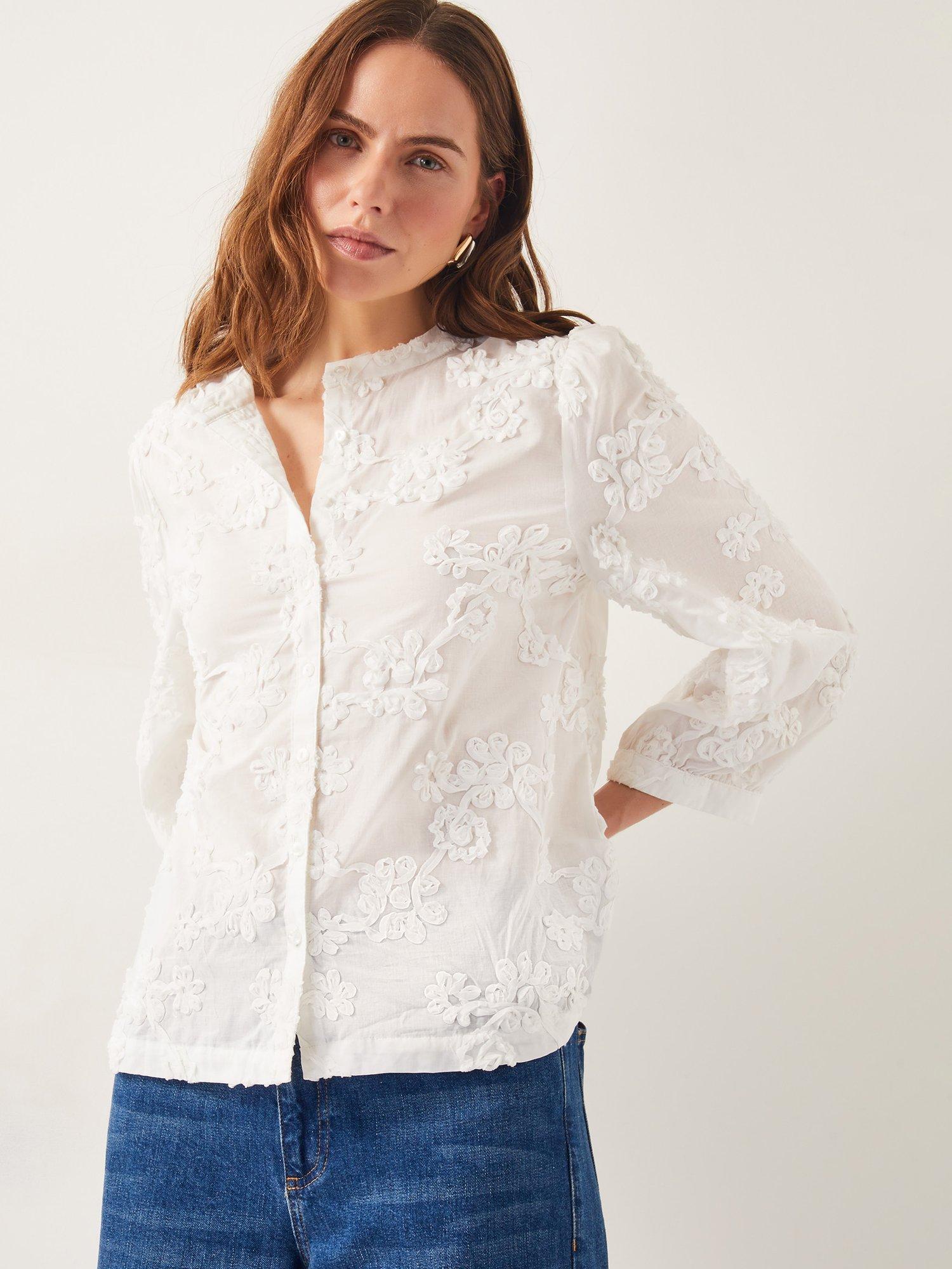 Product image 1 of 5, which shows Monsoon Blair Floral Blouse, Ivory, L