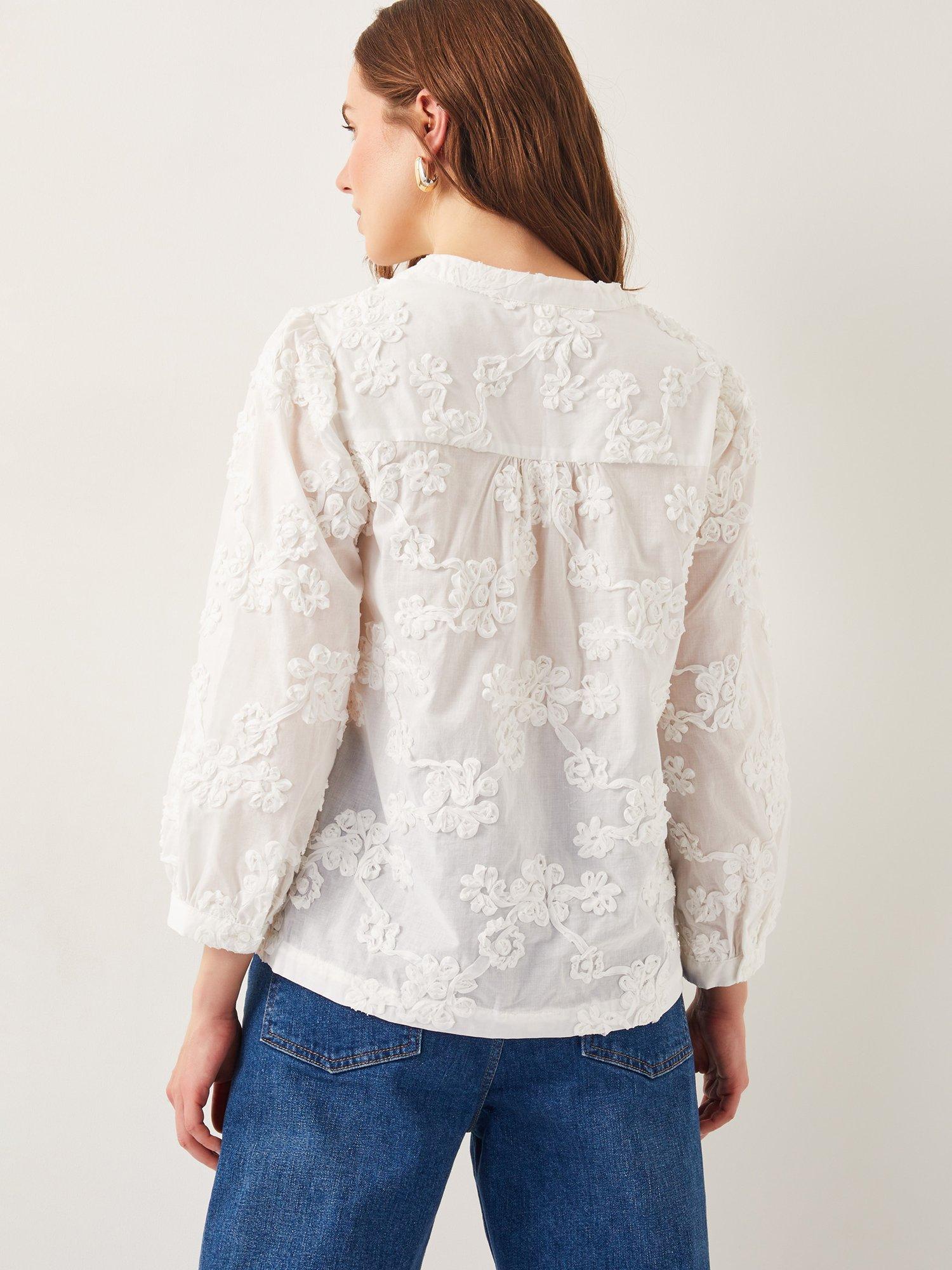 Product image 2 of 5, which shows Monsoon Blair Floral Blouse, Ivory, L