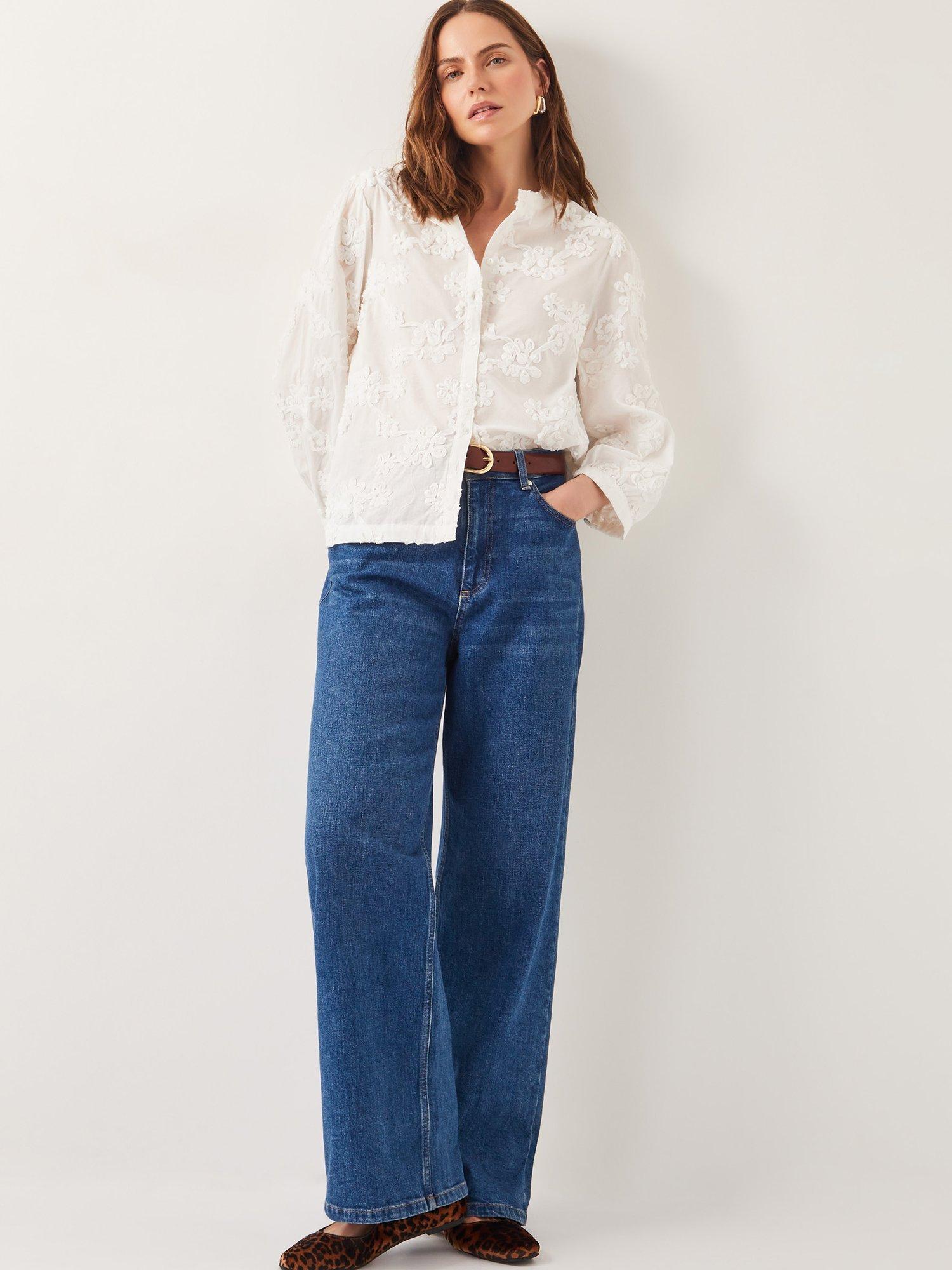 Product image 3 of 5, which shows Monsoon Blair Floral Blouse, Ivory, L