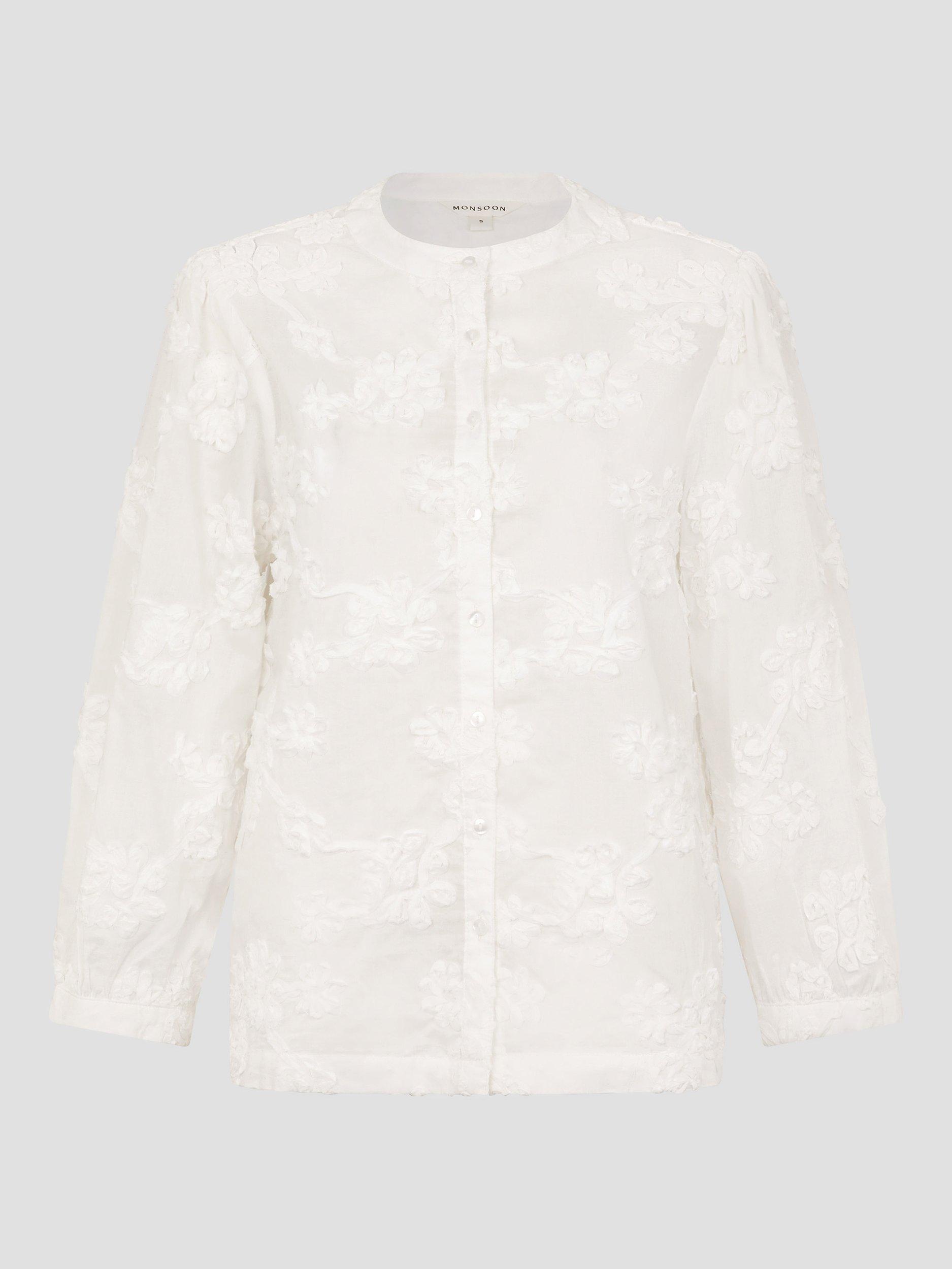 Product image 4 of 5, which shows Monsoon Blair Floral Blouse, Ivory, L