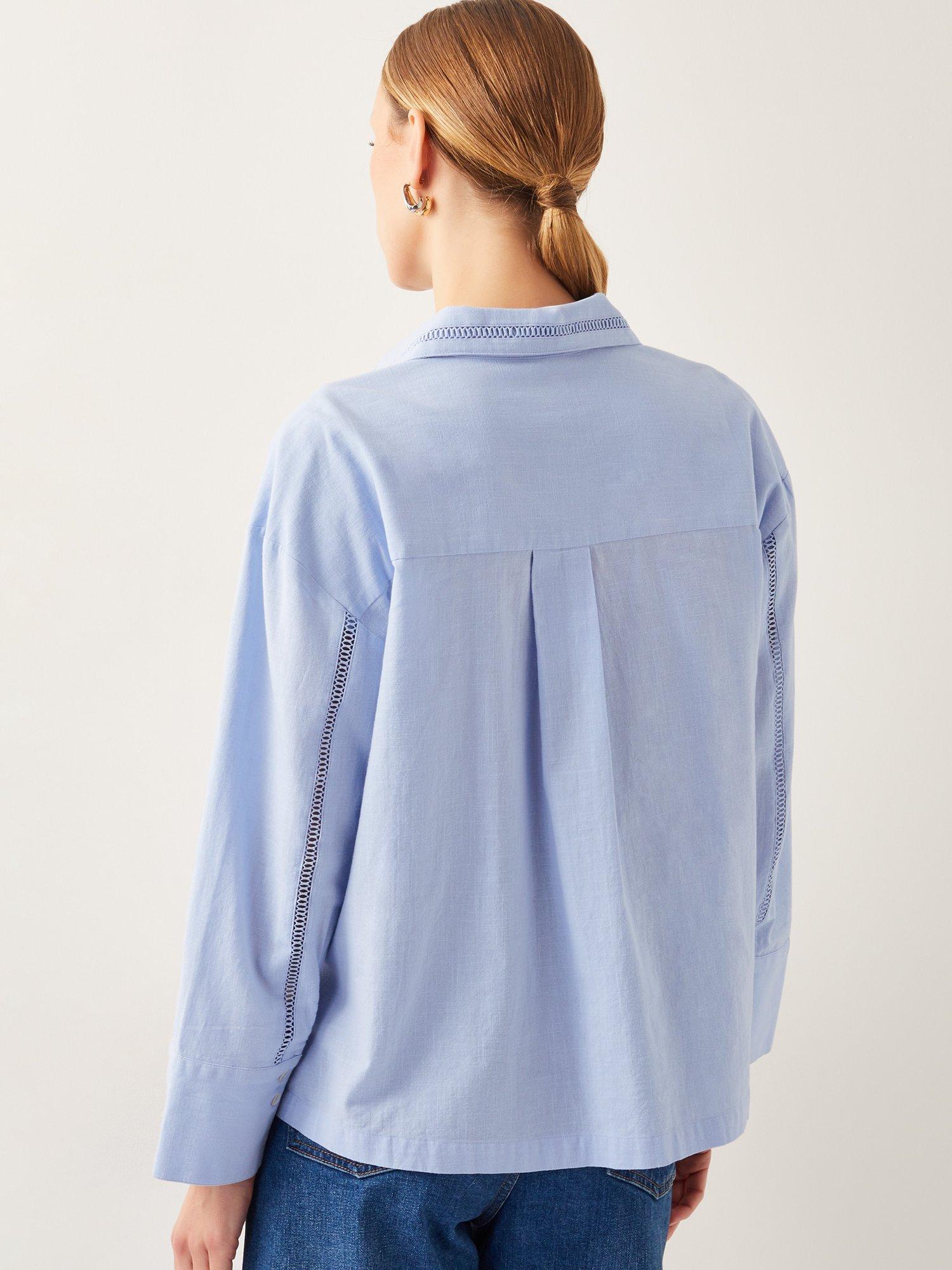 Product image 2 of 5, which shows Monsoon Lilah Cut Out Sleeve Shirt, Blue, M