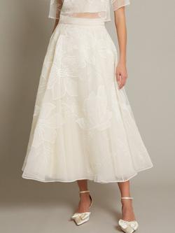 Monsoon Rosie Organza Floral Bridal Skirt, Ivory, Ivory