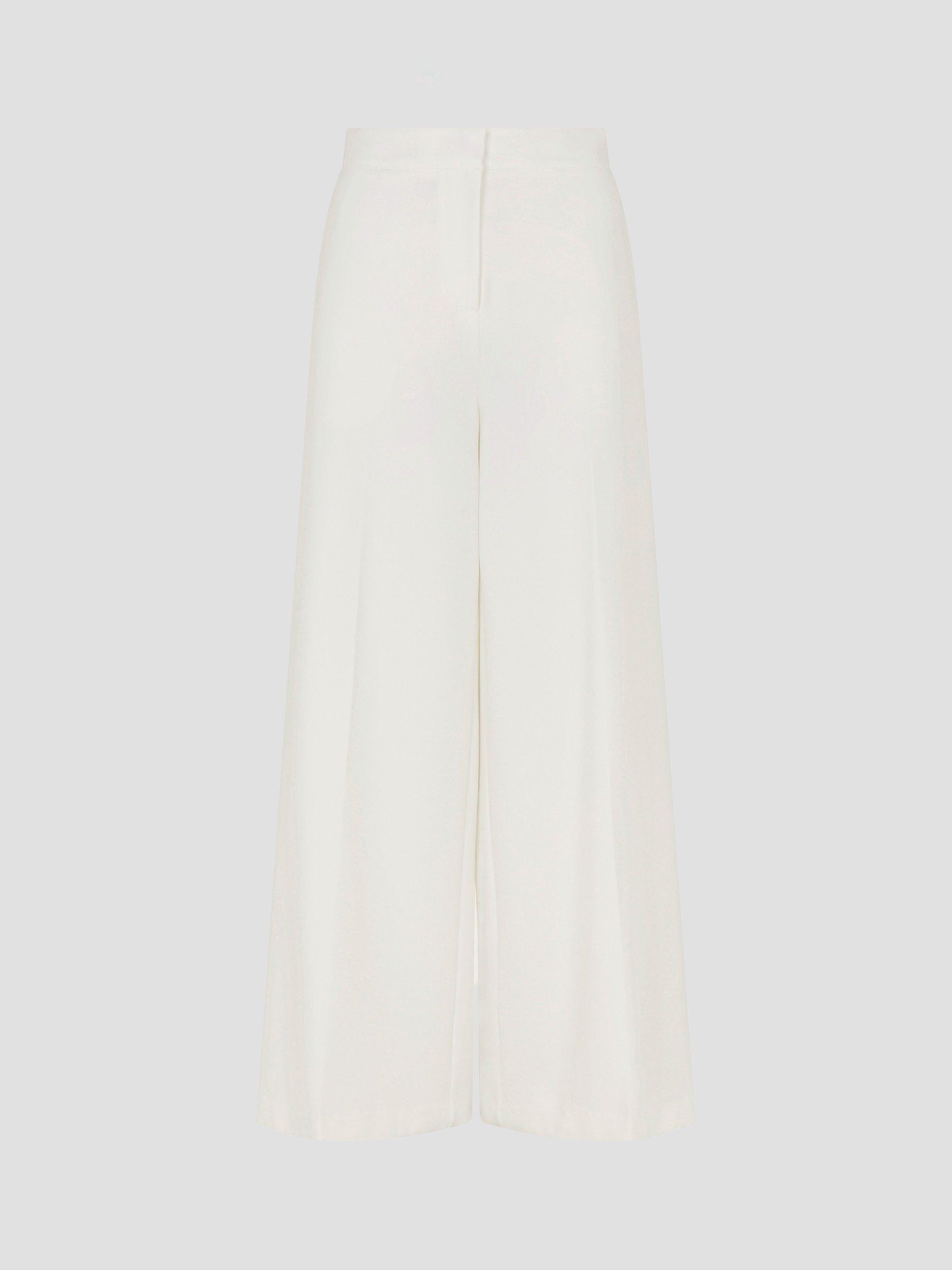 Product image 4 of 5, which shows Monsoon Mara Wide Leg Wedding Trousers, Ivory, 6