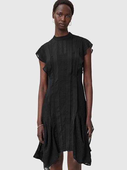 AllSaints Fleur Textured Mini Dress, Black, Black