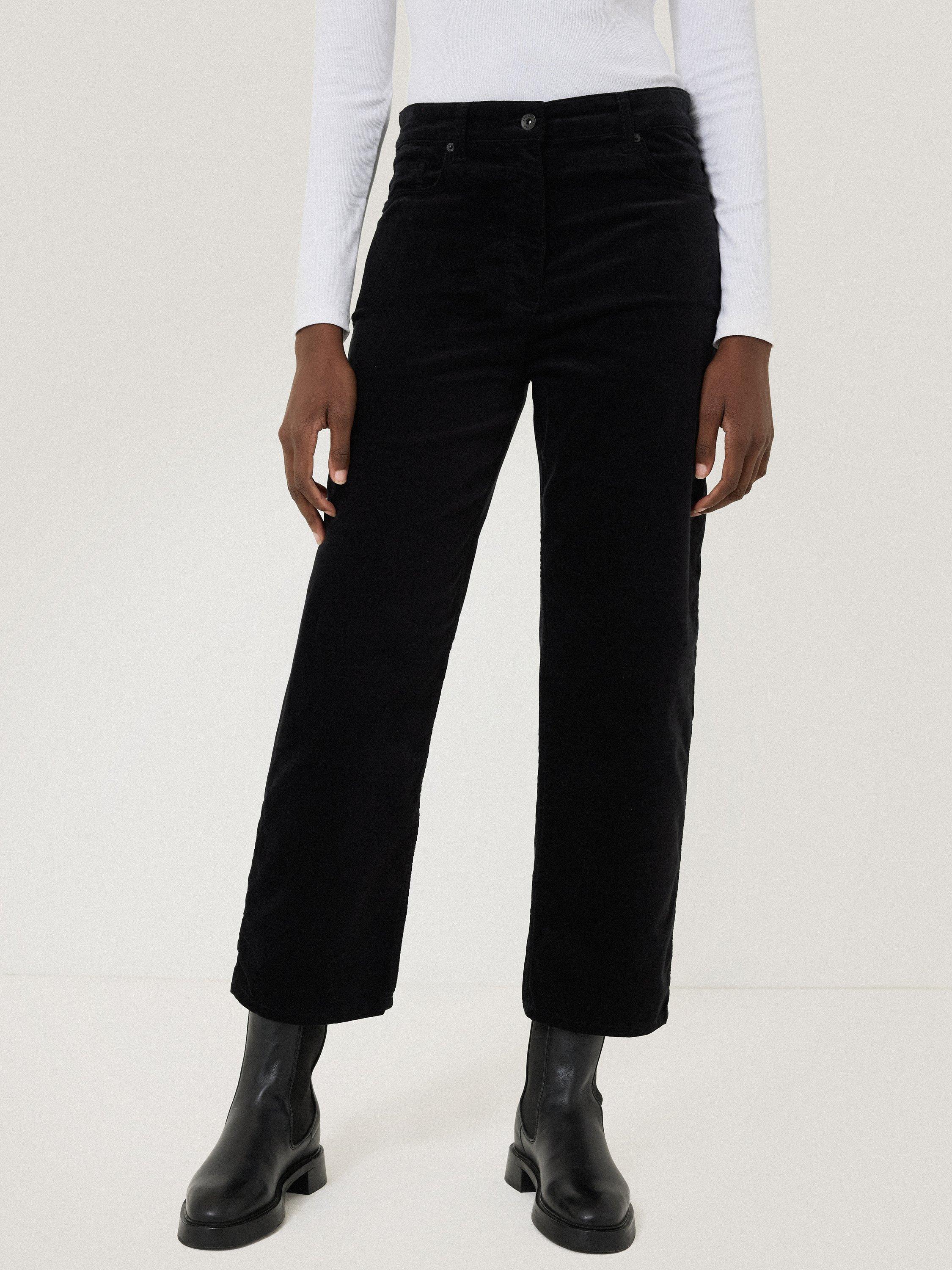 Jigsaw Delmont Velvet Tapered Trousers, Black