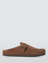John Lewis Suede Footbed Moccasin Sandals, Brown