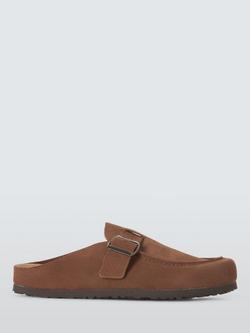 John Lewis Suede Footbed Moccasin Sandals, Brown, Brown