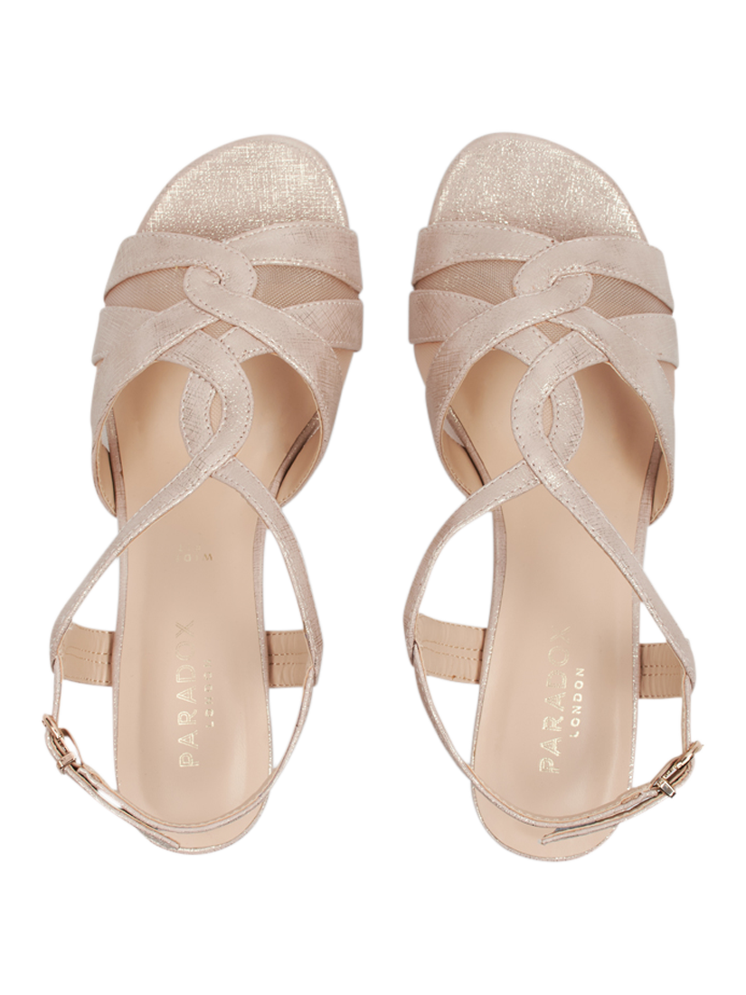Product image 3 of 5, which shows Paradox London Narelle Wide Fit Block Heel Sandals, Nude, 3