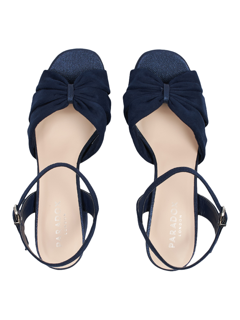 Product image 3 of 5, which shows Paradox London Nerita Wide Fit Platform Heeled Sandals, Navy, 3