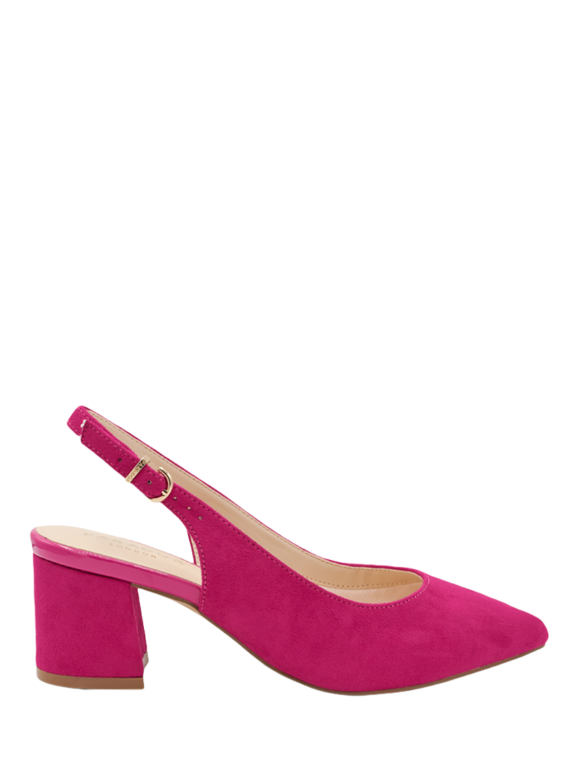 Product image 1 of 5, which shows Paradox London Flynn Wide Fit Block Heel Slingback Court Shoes, Fuchsia, 3