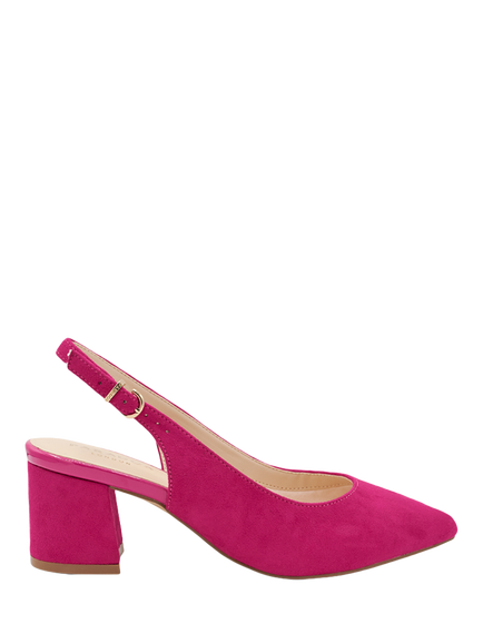 Paradox London Flynn Wide Fit Block Heel Slingback Court Shoes, Fuchsia