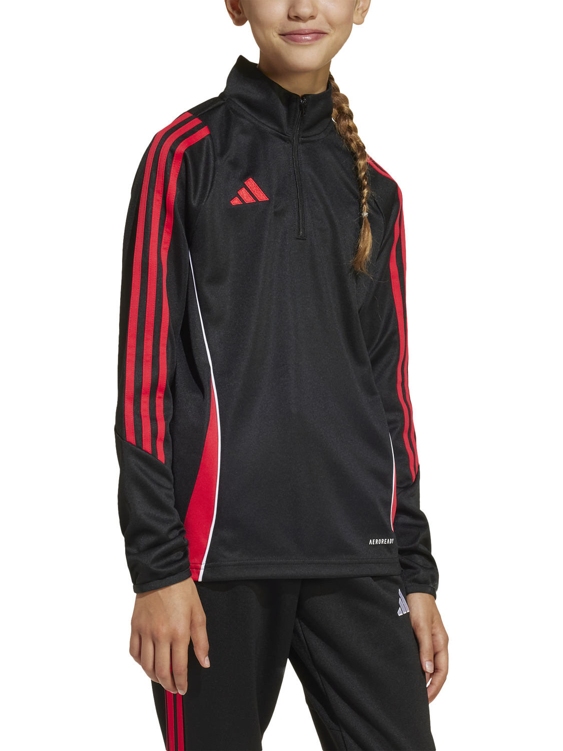Product image 1 of 6, which shows adidas Kids' Tiro 24 Zip-Up Training Top, Black/Ruby, 5-6 years