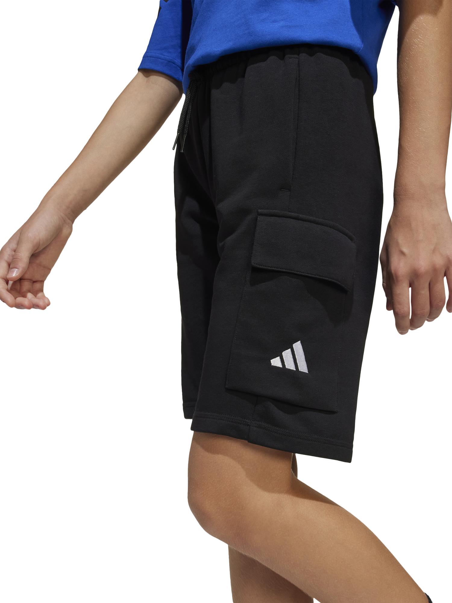 Product image 3 of 6, which shows adidas Kids' Logo Cargo Shorts, Black/White, 7-8 years