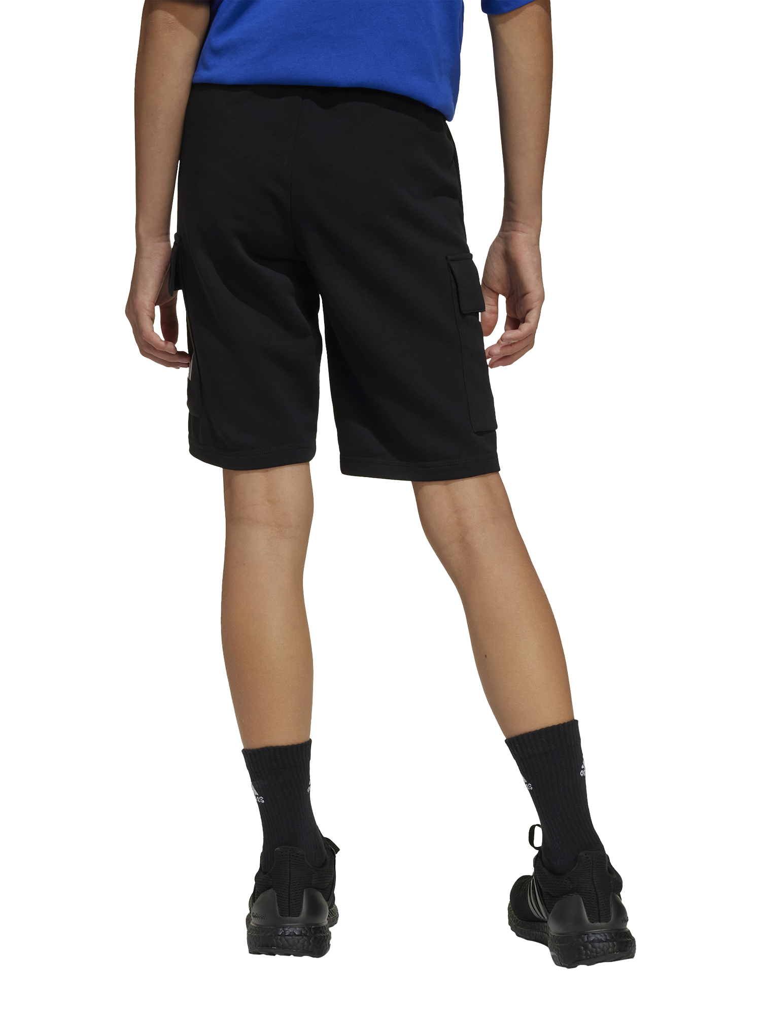 Product image 5 of 6, which shows adidas Kids' Logo Cargo Shorts, Black/White, 7-8 years