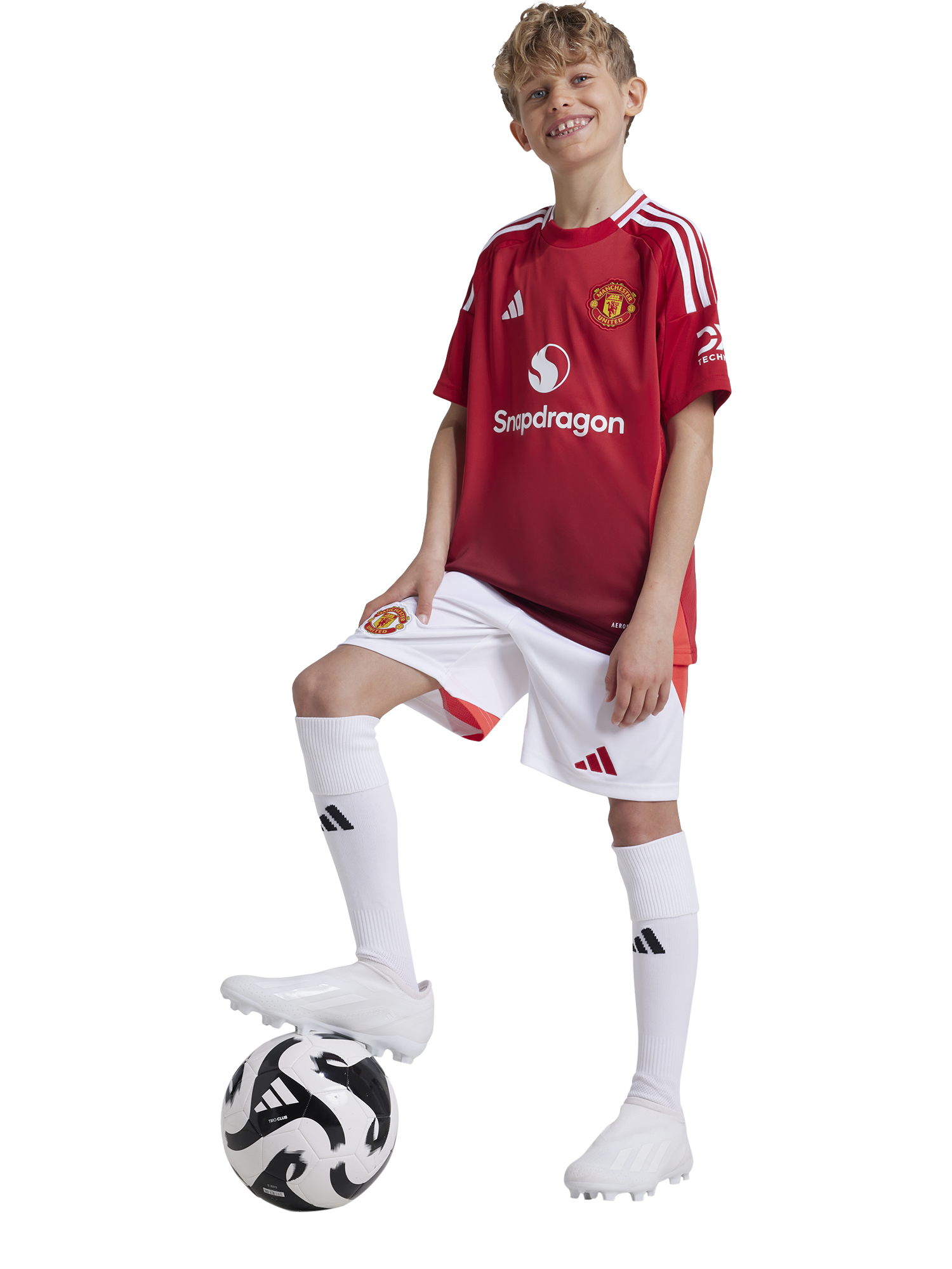 Product image 1 of 5, which shows adidas Kids' Manchester United Football Club Home Jersey Top, Red, 7-8 years