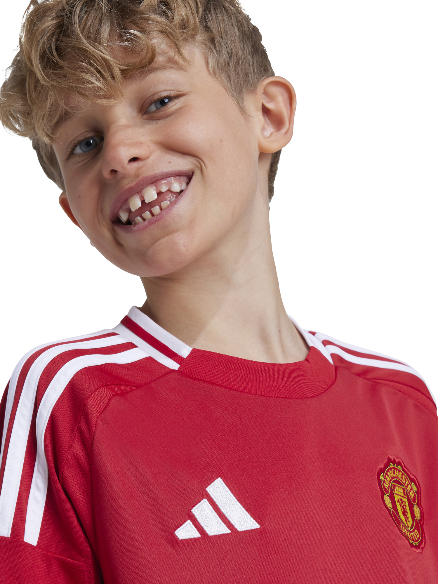 Product image 2 of 5, which shows adidas Kids' Manchester United Football Club Home Jersey Top, Red, 7-8 years