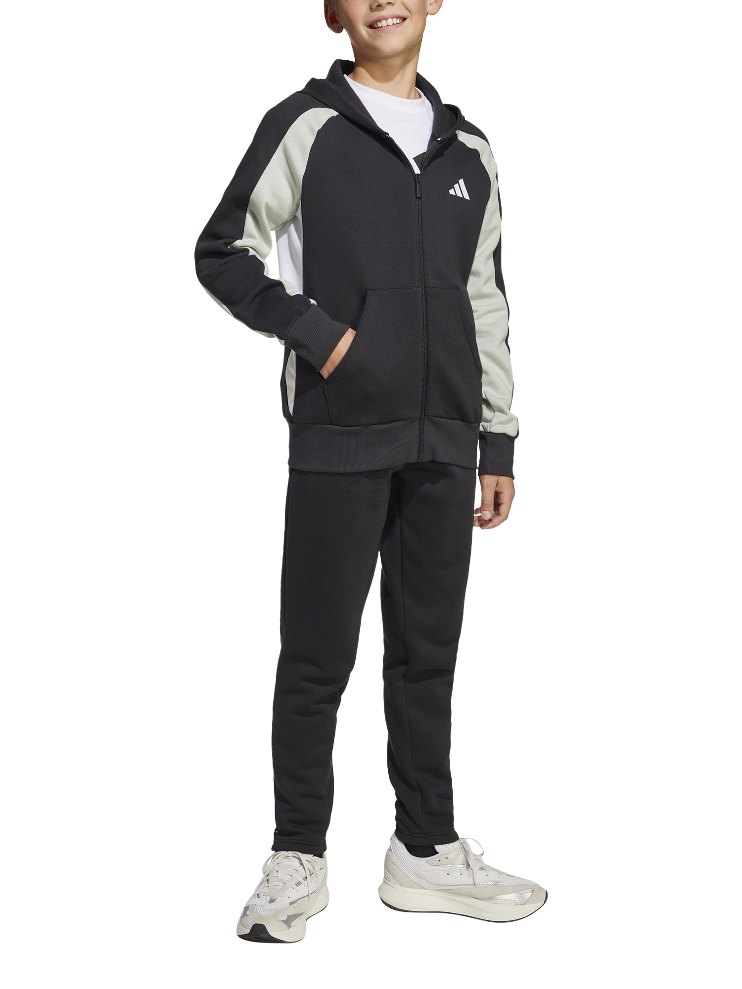 Product image 1 of 7, which shows adidas Kids' Tracksuit, Black/White, 7-8 years