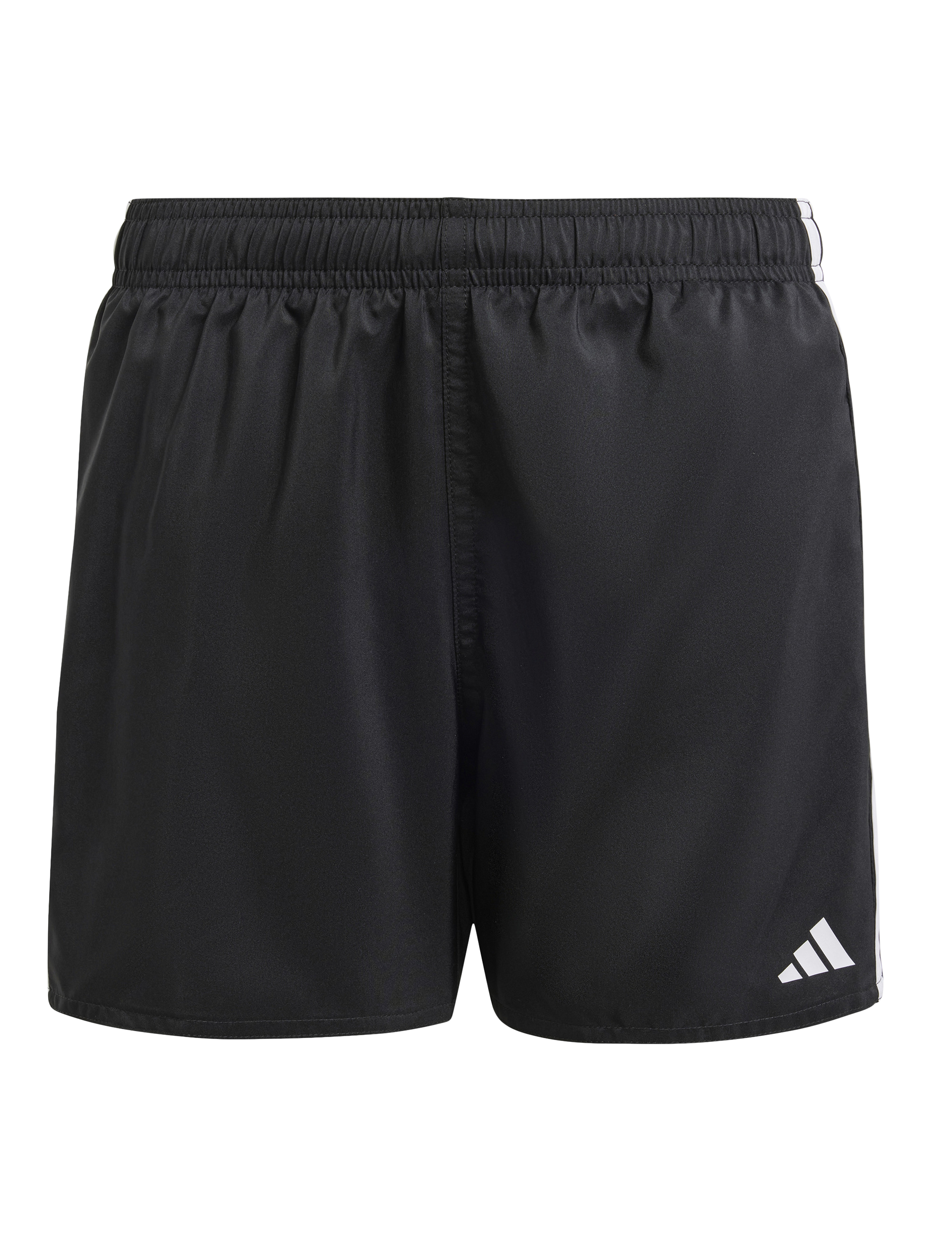 Product image 1 of 5, which shows adidas Kids' 3 Stripe Swim Shorts, Black/White, 5-6 years