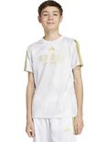 adidas Kids' T-Shirt, White/Gold
