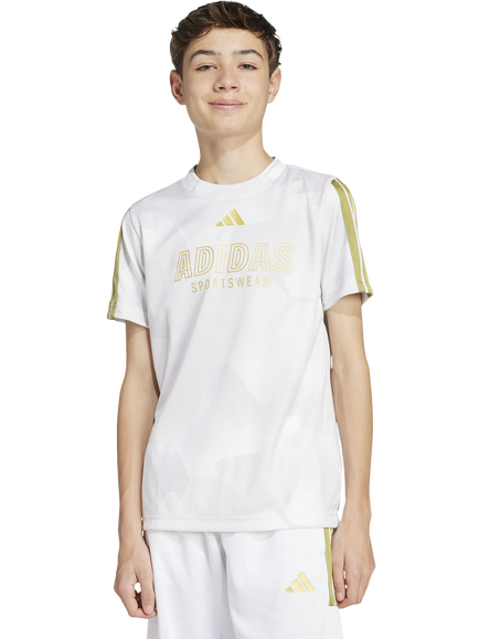adidas Kids' T-Shirt, White/Gold, White/Gold