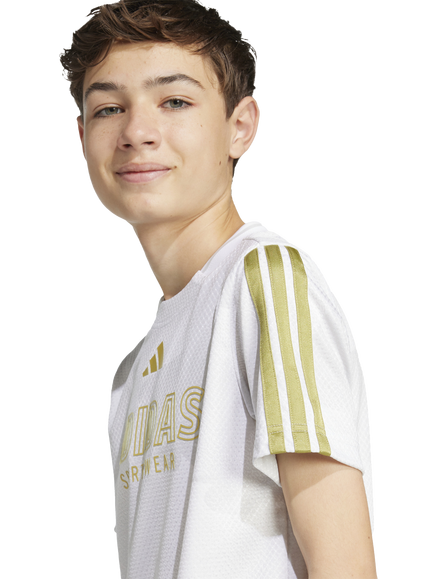 adidas Kids' T-Shirt, White/Gold - view 2, White/Gold