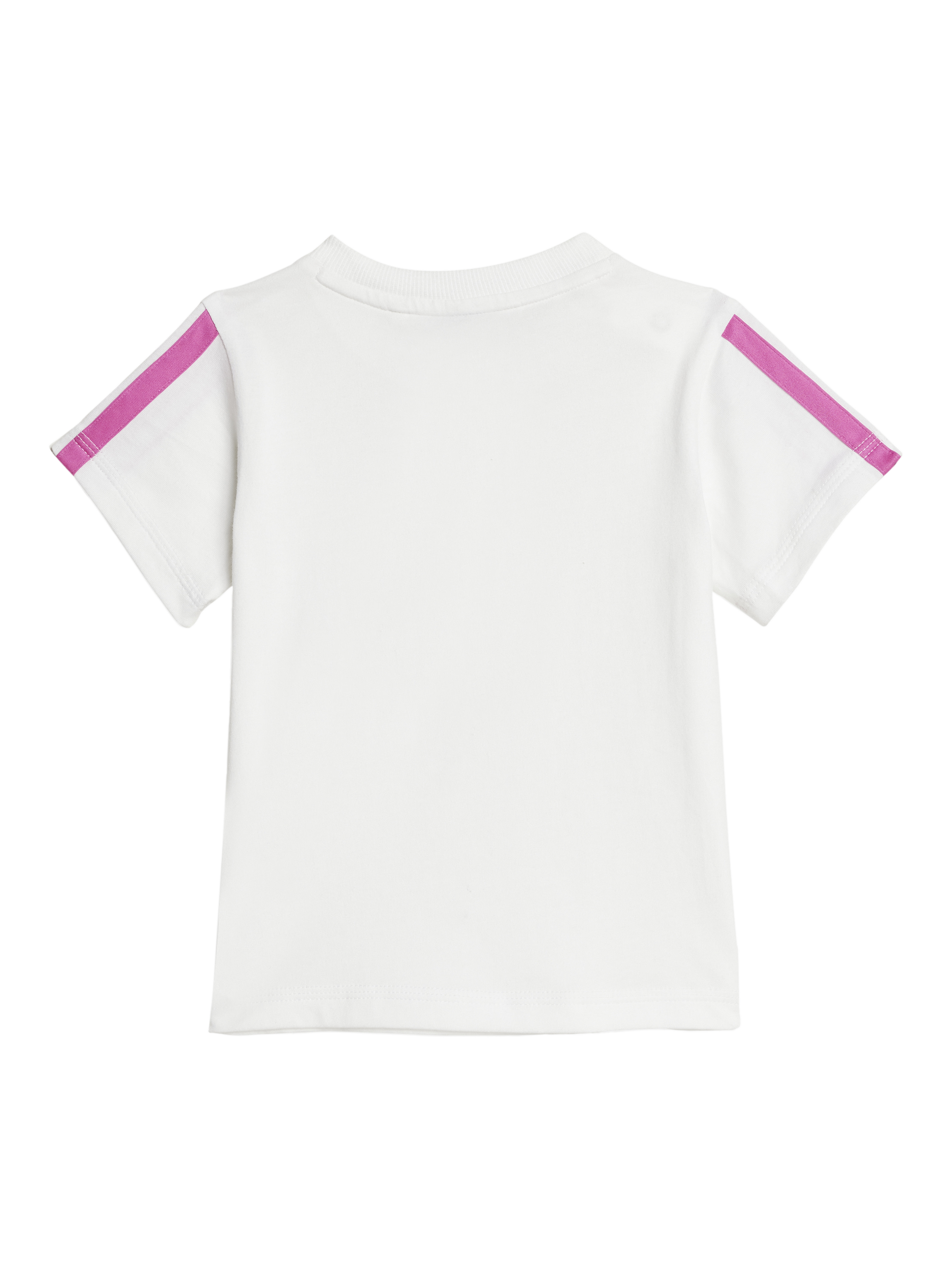 Product image 3 of 4, which shows adidas Baby 3 Stripes T-Shirt and Shorts Set, White/Pink, 9-12 months