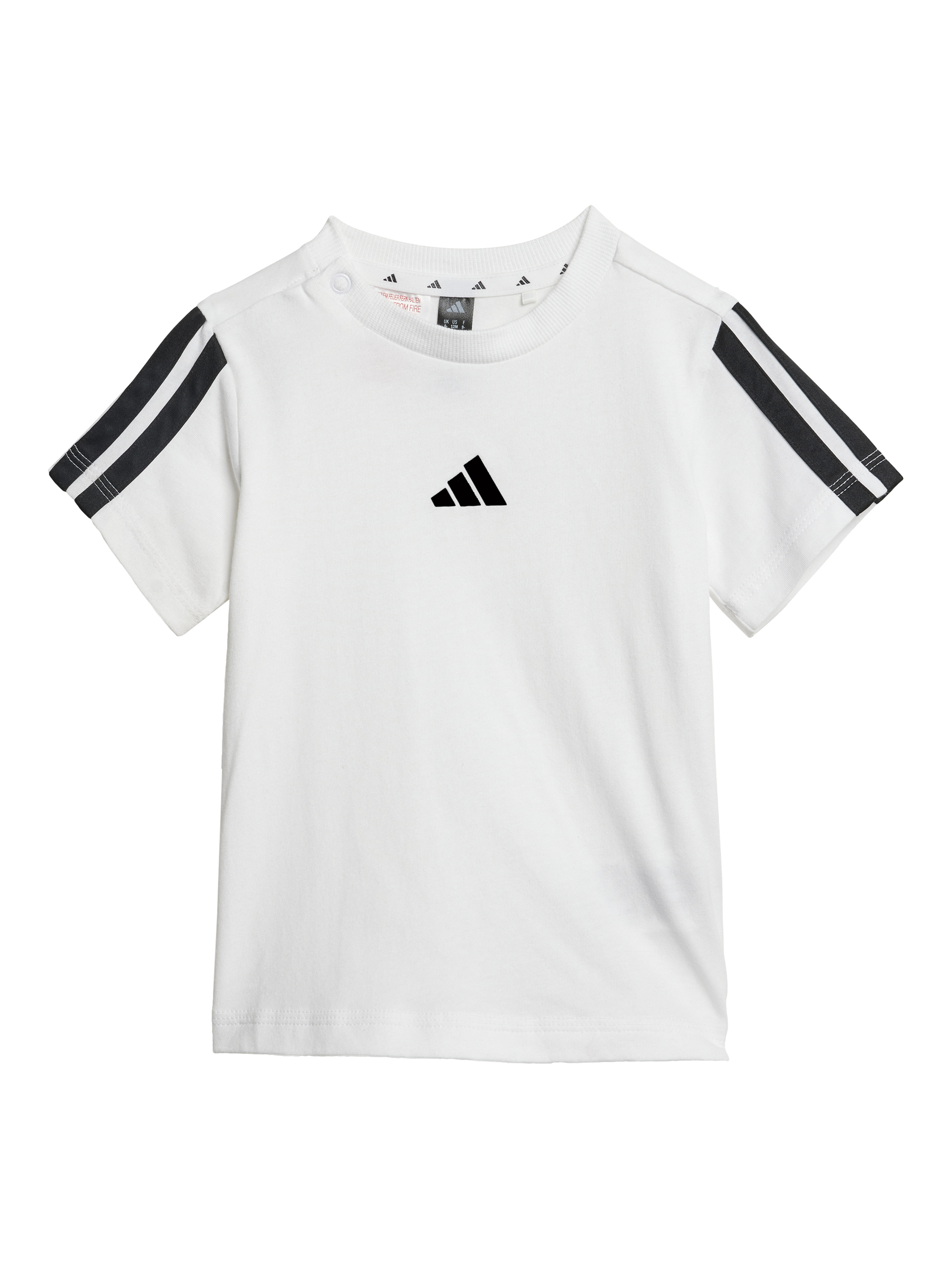 Product image 2 of 5, which shows adidas Baby Cotton Logo T-Shirt & Shorts Set, White/Black, 9-12 months