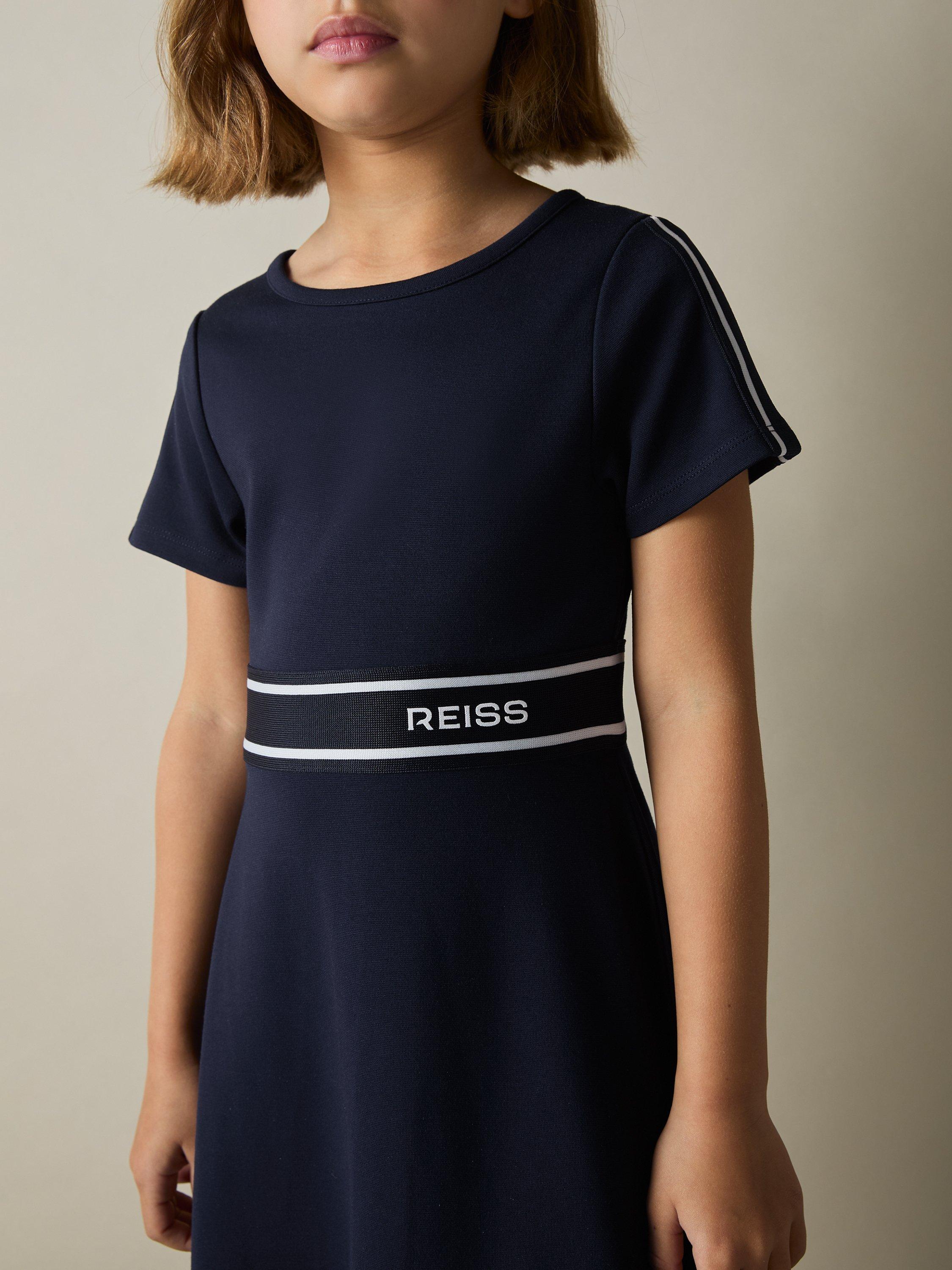 Product image 3 of 4, which shows Reiss Kids' Lowri Logo A-Line Dress, Navy, 4-5 years