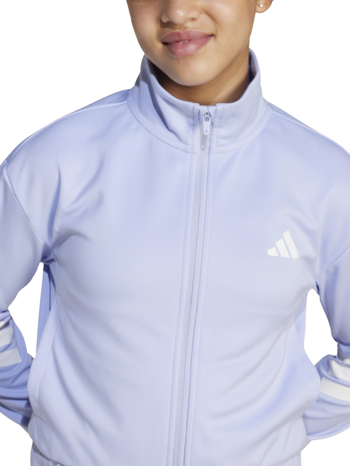 Product image 2 of 5, which shows adidas Kids' Track Zip-Up Top, Violet/White, 5-6 years