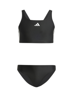adidas Kids' Bold 3-Stripes Bikini, Black/White, Black/White