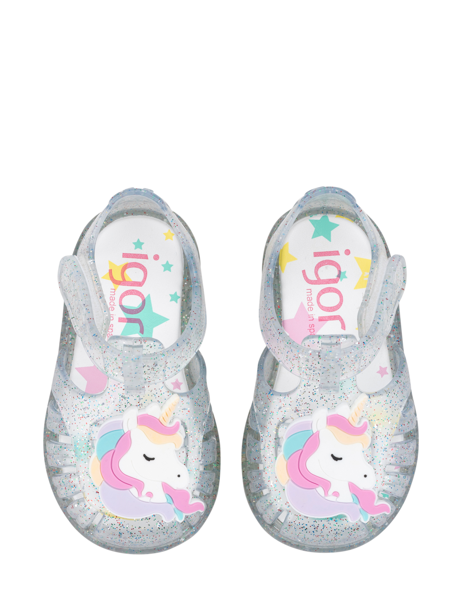 Product image 3 of 4, which shows IGOR Kids' Tobby Jelly Sandals, Clear Glitter, EU20