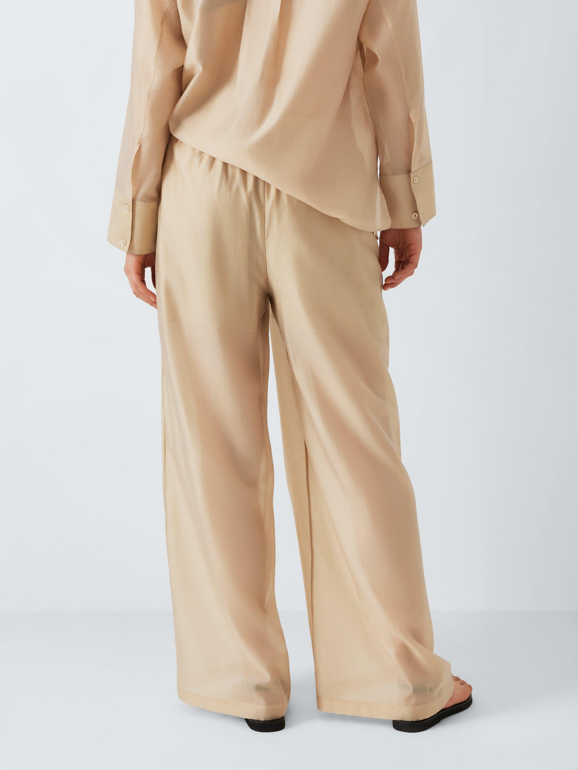 Product image 2 of 6, which shows John Lewis ANYDAY Plain Sheer Trousers, Beige, 6