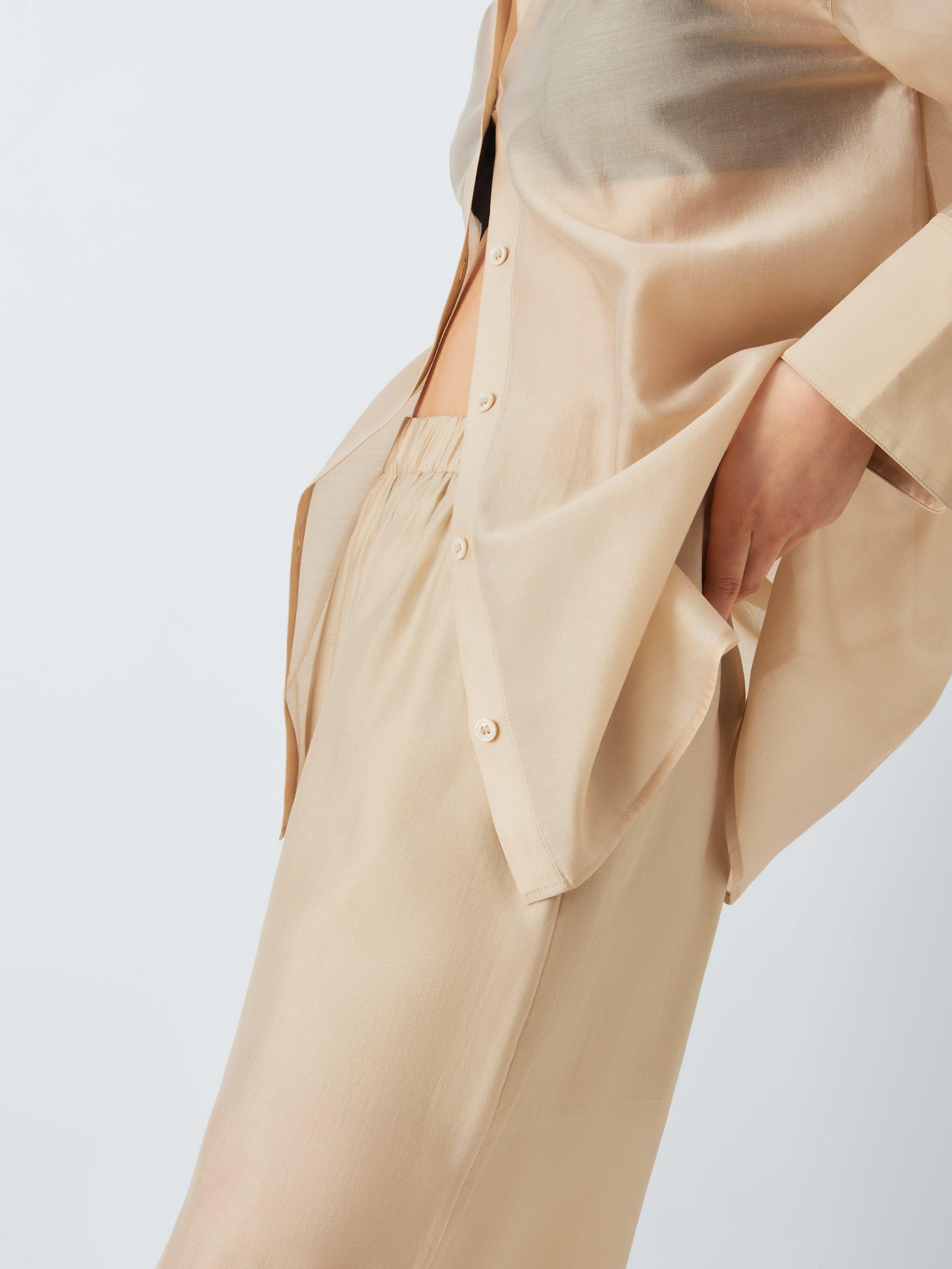 Product image 6 of 6, which shows John Lewis ANYDAY Plain Sheer Trousers, Beige, 6