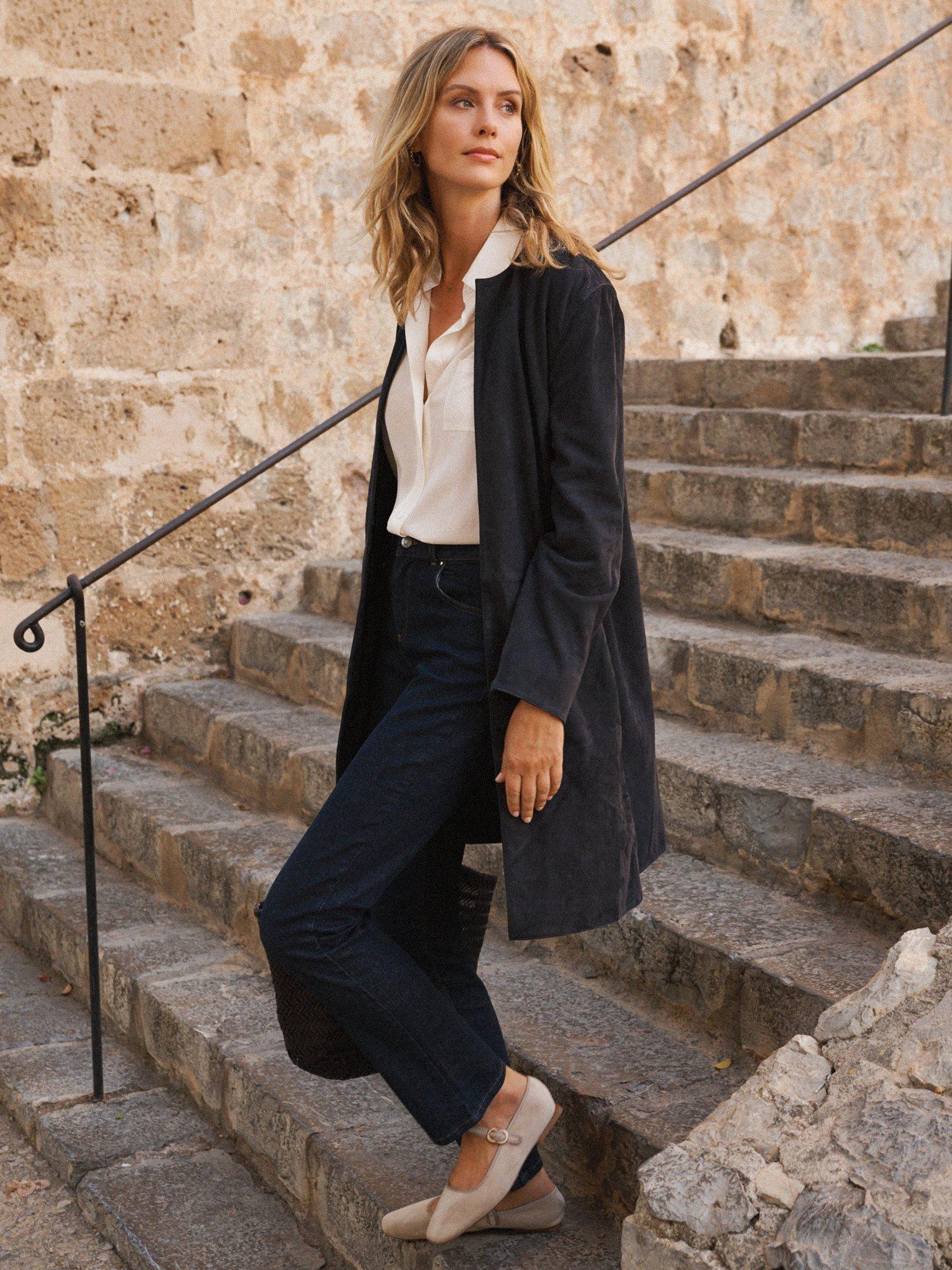 Product image 3 of 8, which shows NRBY Russo Suede Coat, Navy Blue, L