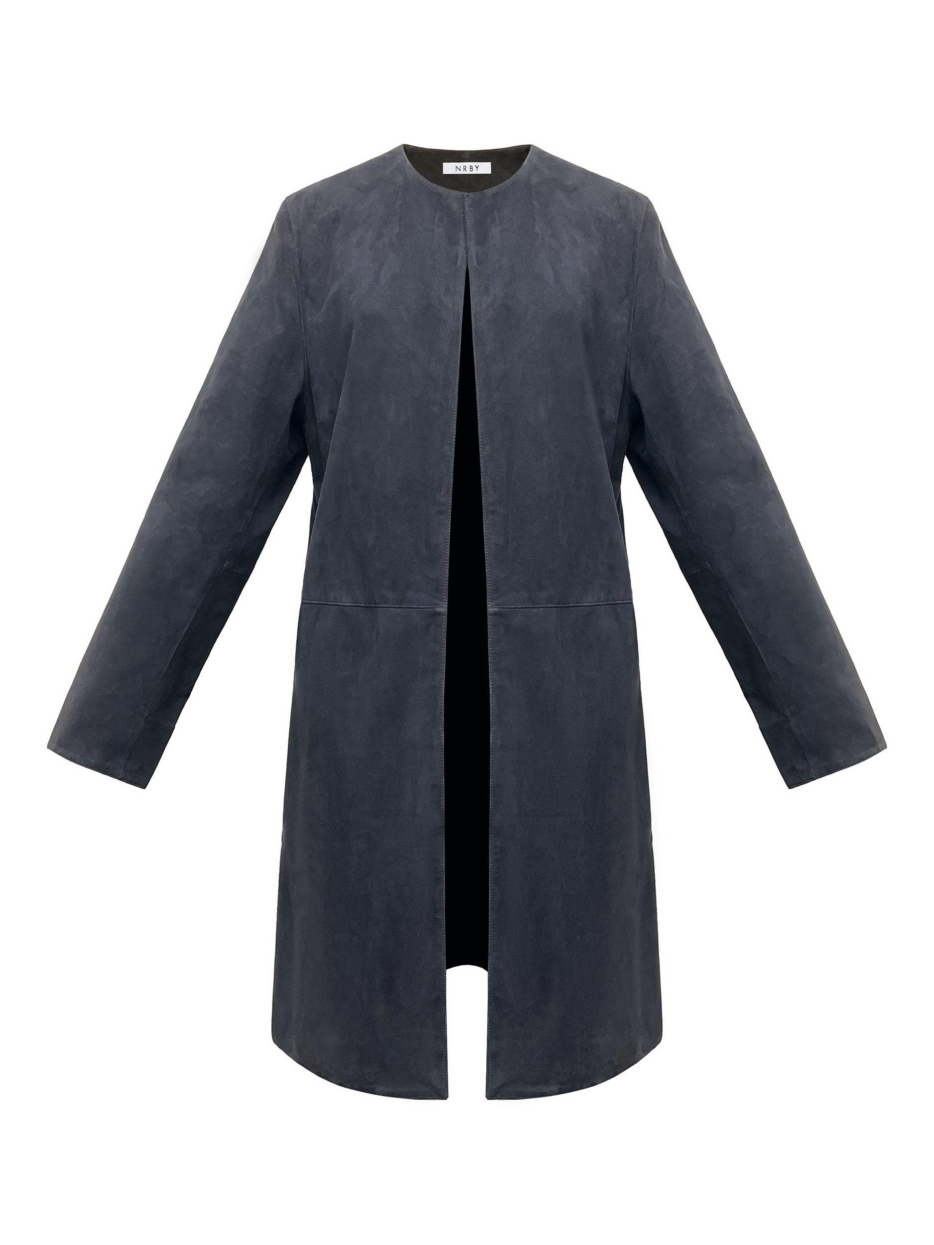 Product image 8 of 8, which shows NRBY Russo Suede Coat, Navy Blue, L