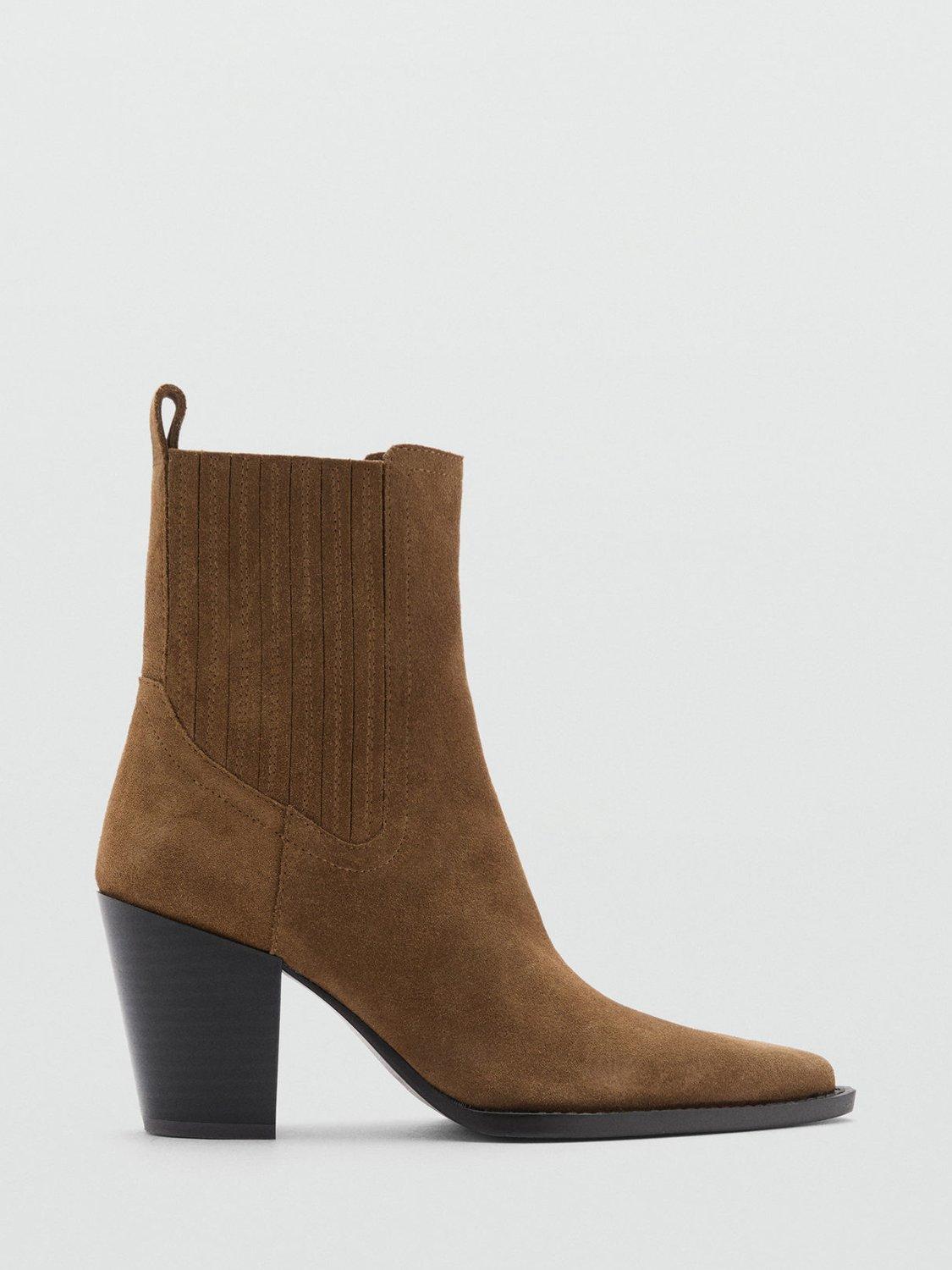 Mango Westy Suede Ankle Boots, Tan