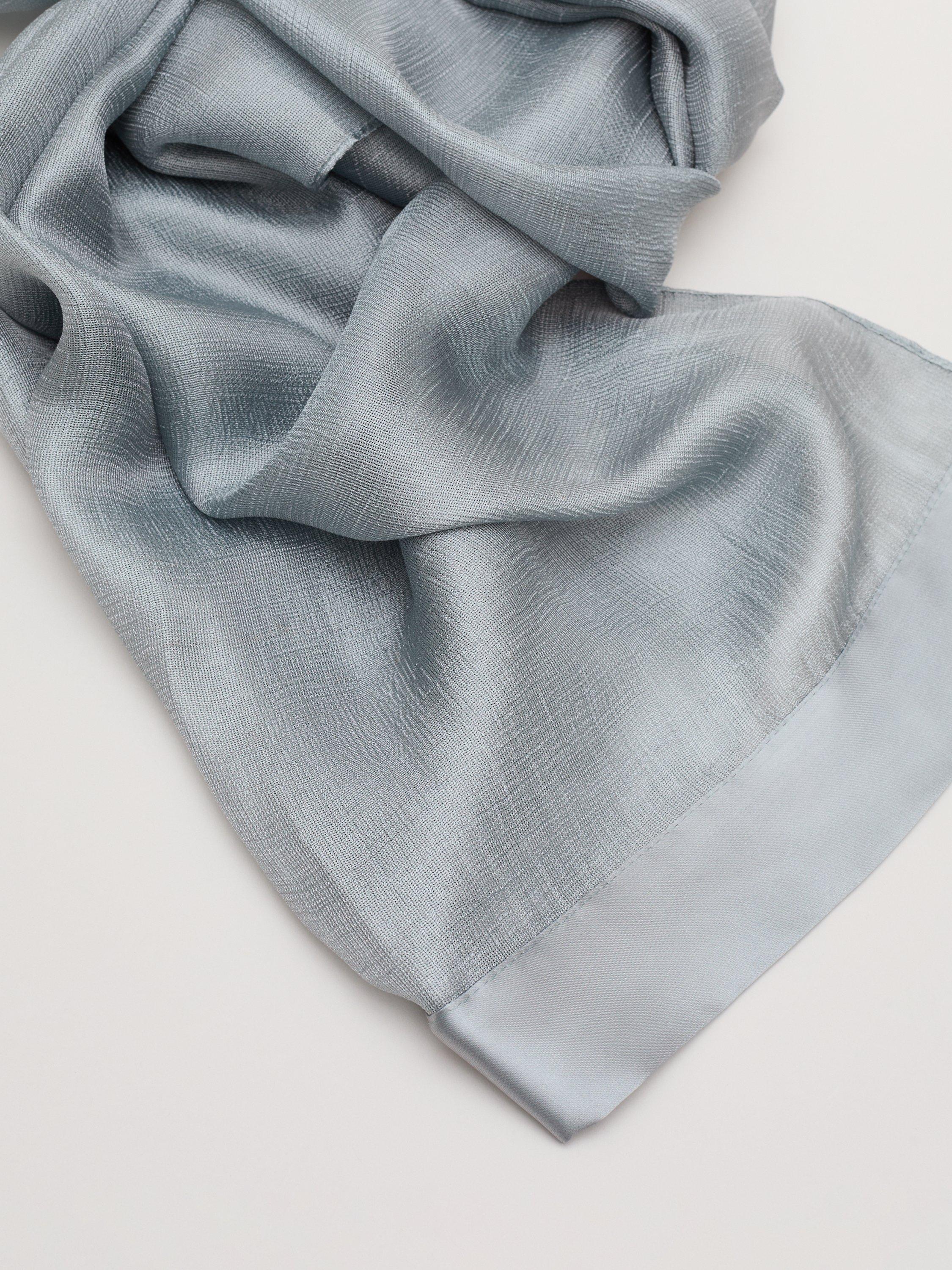 Product image 3 of 11, which shows Phase Eight Satin Trim Scarf, Pale Green