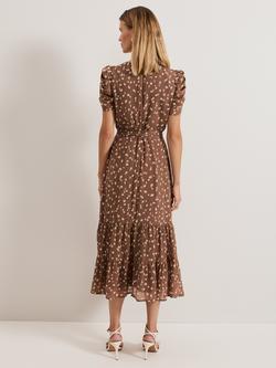 Phase Eight Amy Polka Dot Shimmer Dress, Brown/Multi - view 2, Brown/Multi