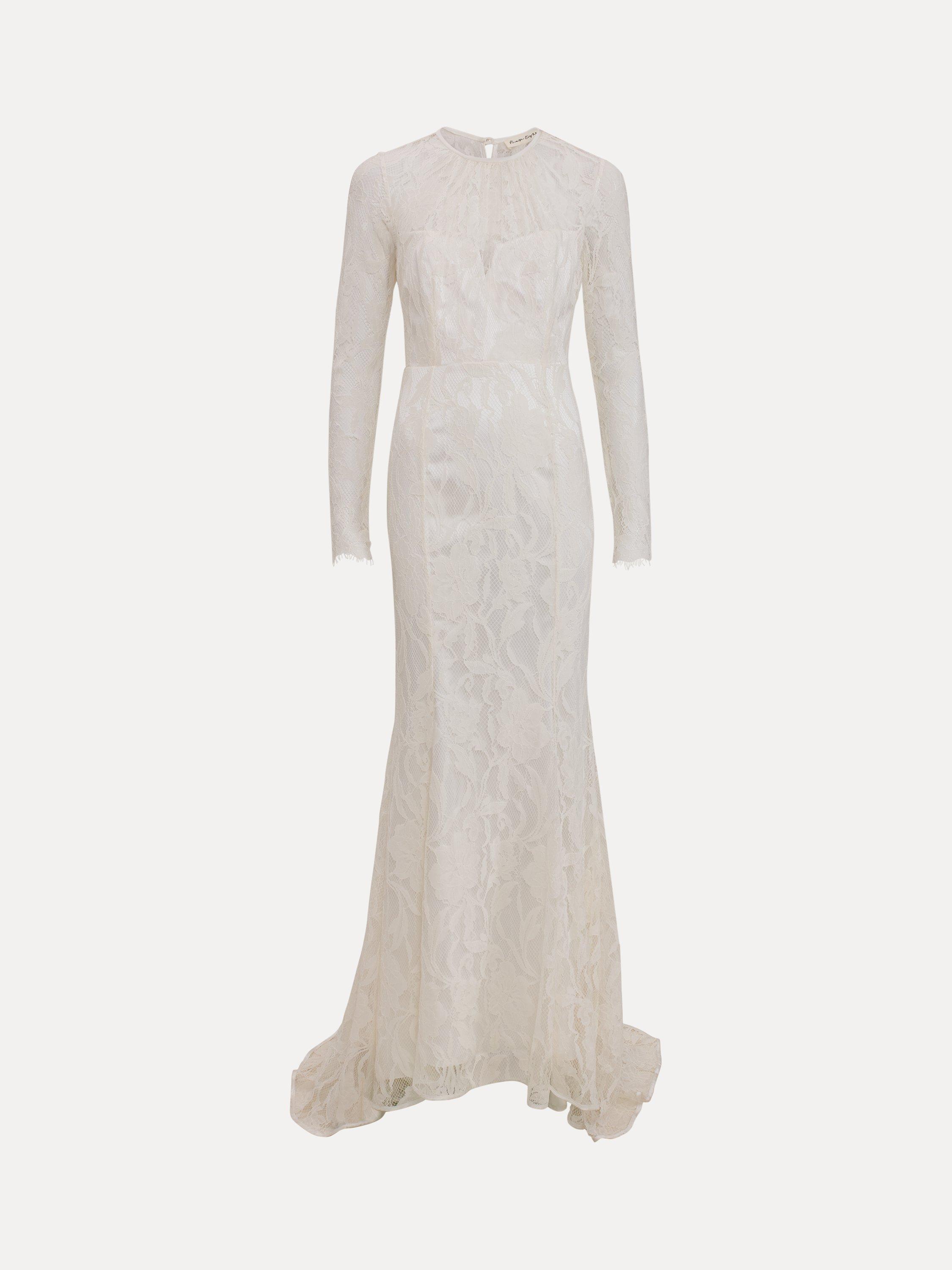 Product image 5 of 9, which shows Phase Eight Aneeta Lace Wedding Dress, Ivory, 8