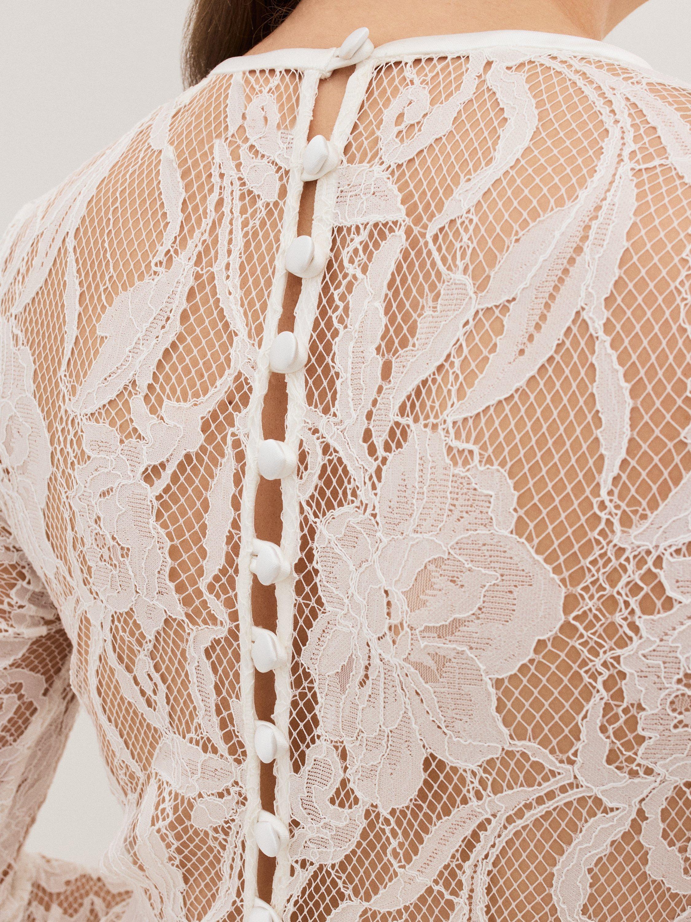 Product image 8 of 9, which shows Phase Eight Aneeta Lace Wedding Dress, Ivory, 8