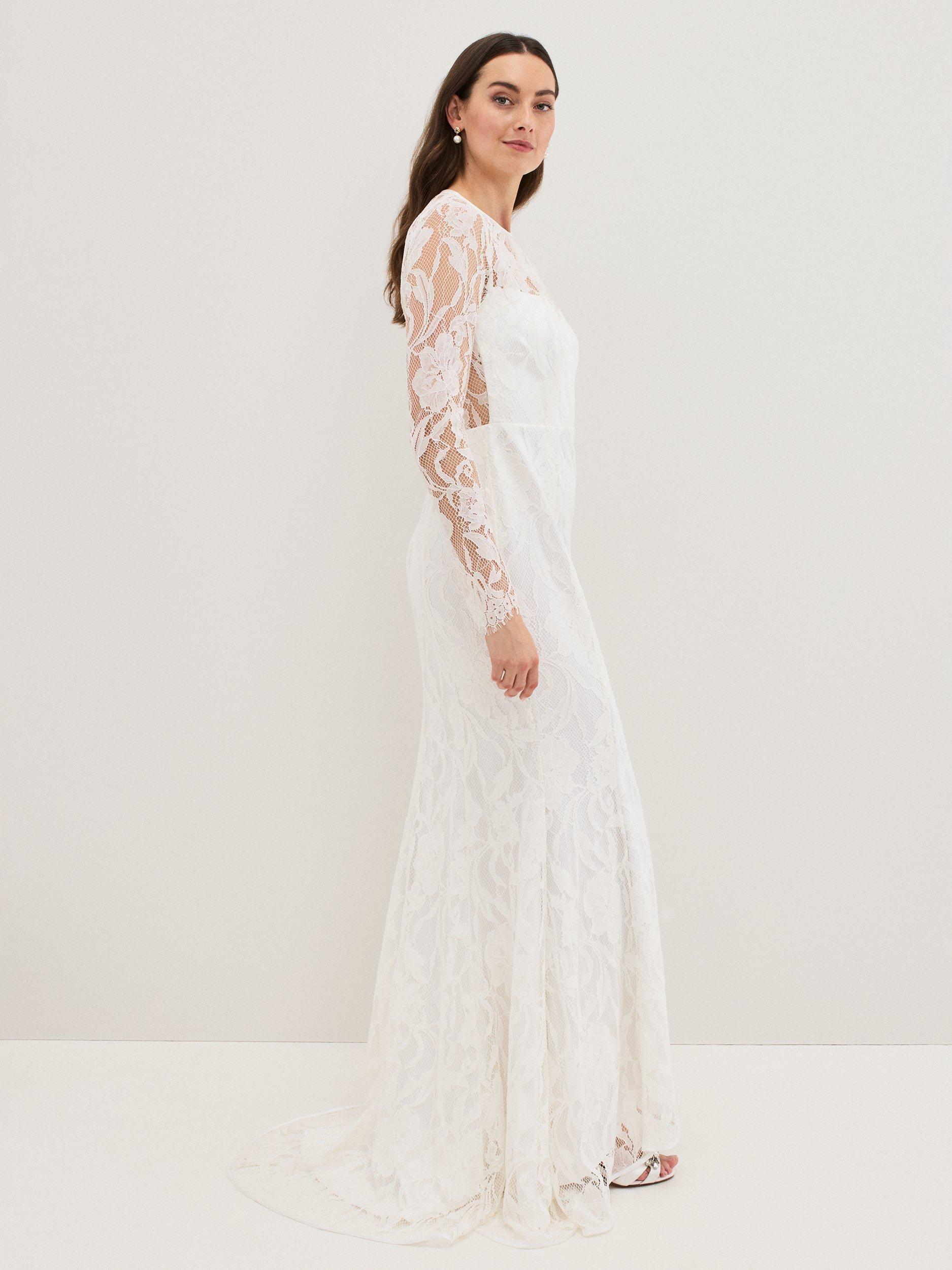 Product image 9 of 9, which shows Phase Eight Aneeta Lace Wedding Dress, Ivory, 8