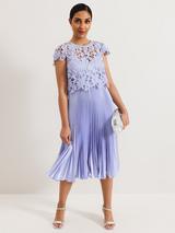 Phase Eight Petite Diana Floral Lace Midi Dress, White/Multi