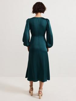 Phase Eight Petite Gracie Sunray Pleated Midi Dress, Dark Green - view 2, Dark Green