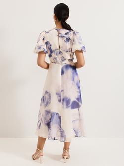 Phase Eight Petite Lizzie Floral Midi Dress, Multi - view 2, Multi