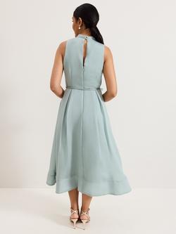 Phase Eight Petite Senita Flower Detail Midi Dress, Eau De Nil - view 2, Eau De Nil