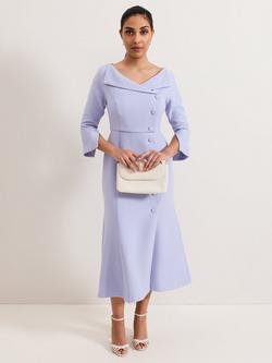 Phase Eight Petite Sienna Tuxedo Dress, Pale Blue