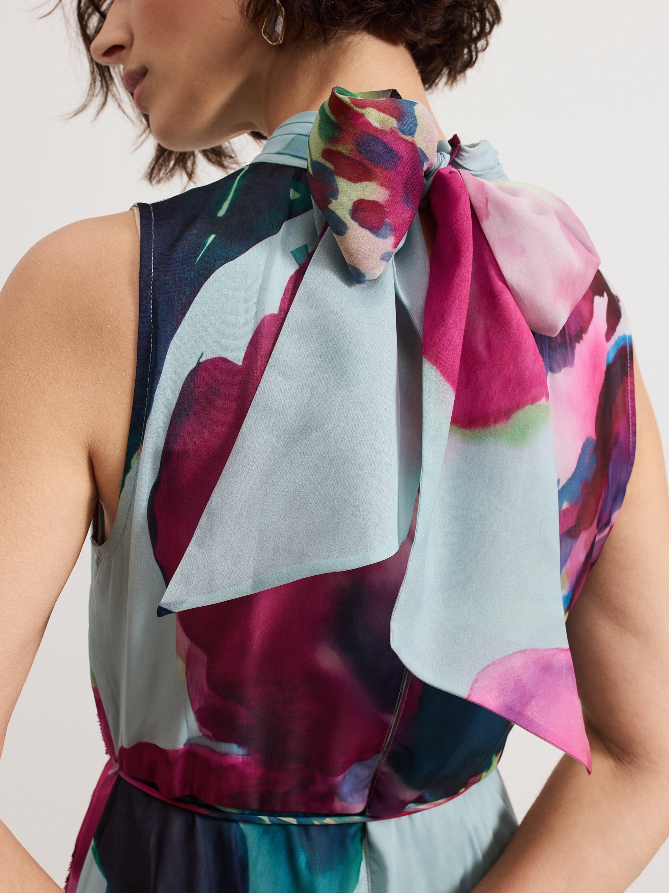 Product image 8 of 9, which shows Phase Eight Petite Tahina Floral Sequin Dress, Multi, 14