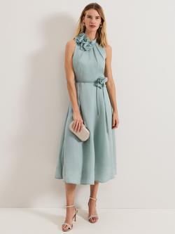 Phase Eight Senita Flower Detail Midi Dress, Eau De Nil, Eau De Nil