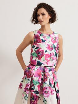 Phase Eight Celeste Floral Crop Top, Cream/Multi, Cream/Multi