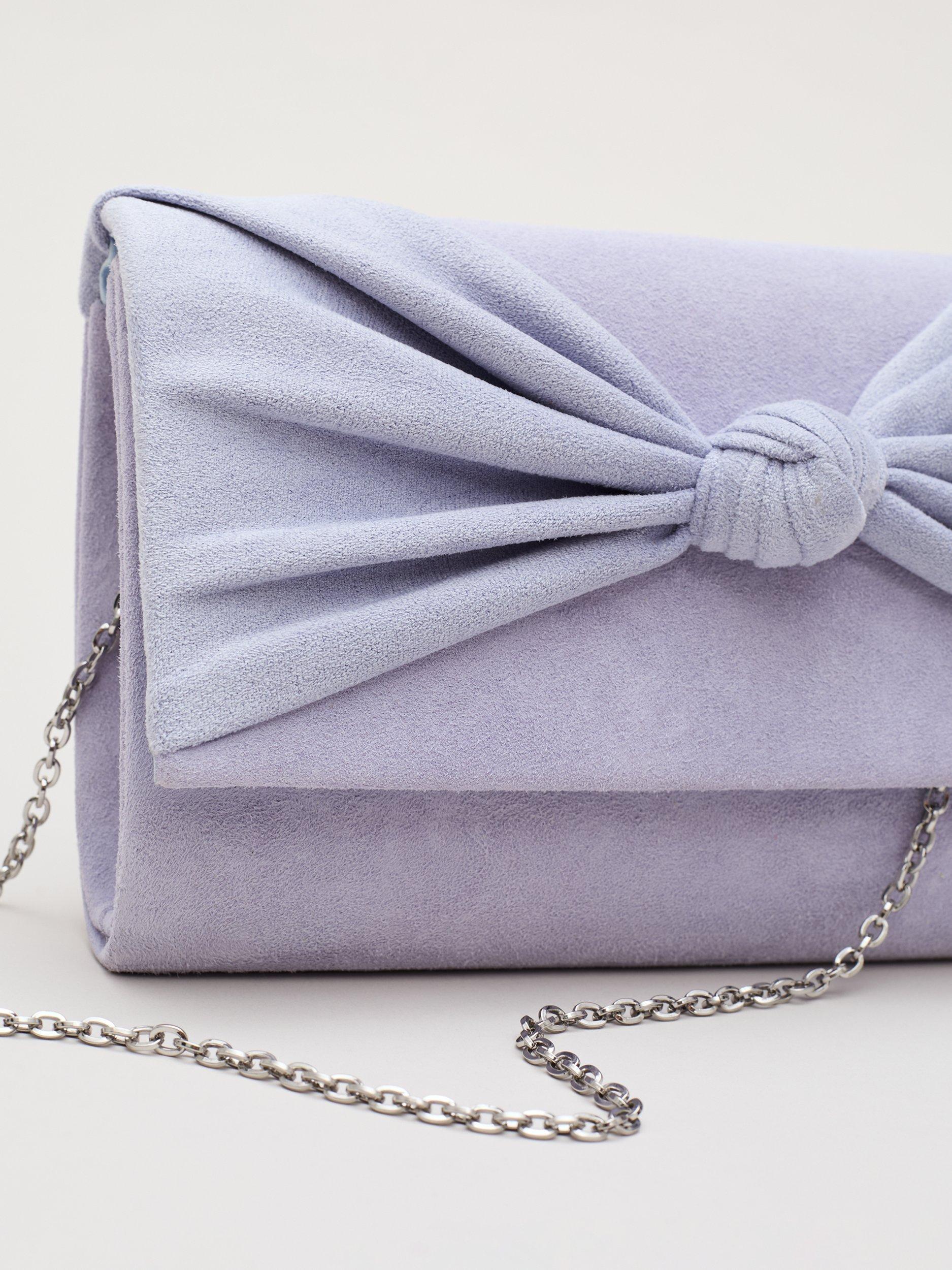Product image 3 of 8, which shows Phase Eight Knot Suede Clutch Bag, Blue